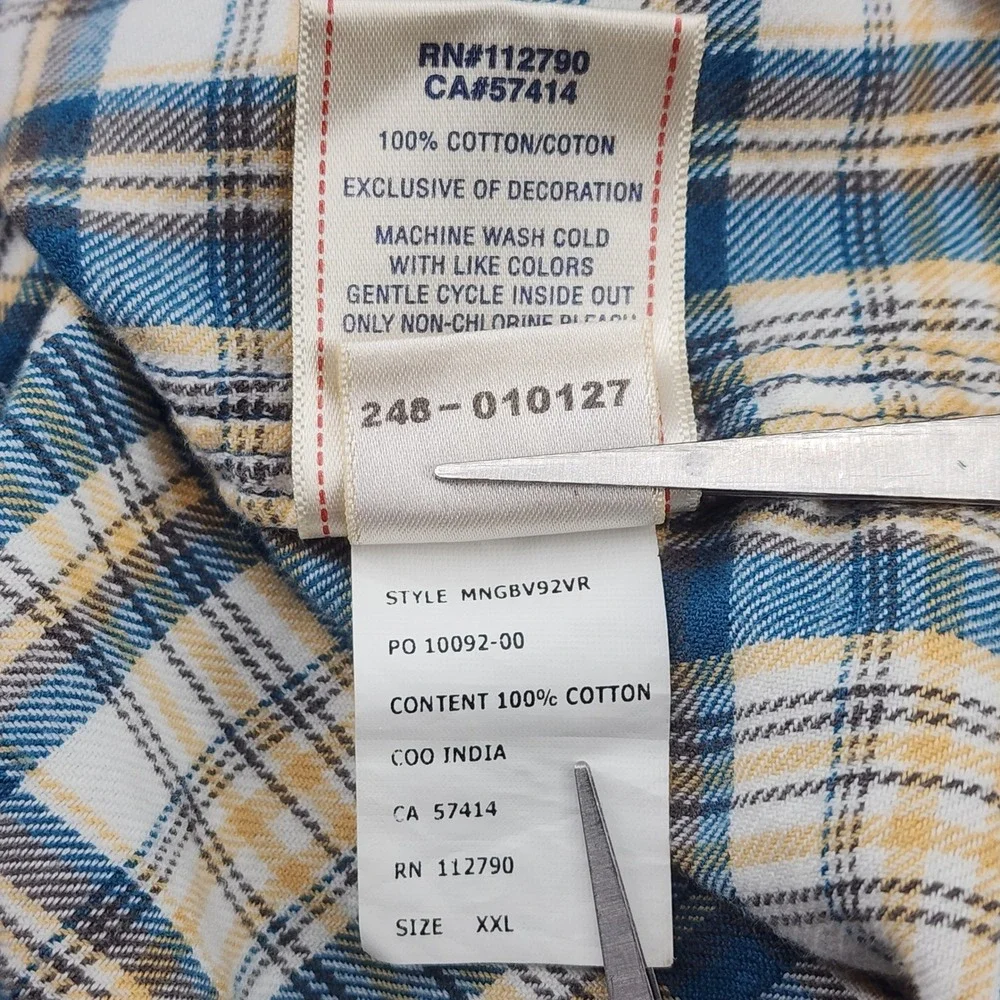 True Religion Shirt Mens 2XL Plaid Flannel Pearl Snaps Horseshoe Dual Pockets